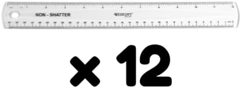 Westcott Shatterproof Flexible Ruler, Clear, 12", 12 Count