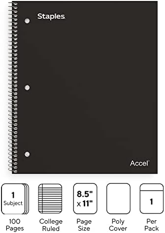Staples 1-Subject Notebook, 8.5x11 Inch, College Ruled, 3-Pack