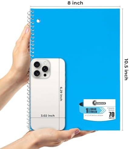 Rosmonde 24 Pack 1 Subject Graph Paper Spiral Notebook, 70 Sheets/140 Pages