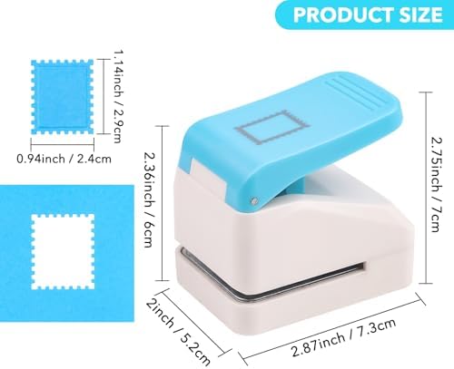 2 Pcs Stamp Punches, Postage Stamp Punch, 1X0.8 inch & 1.1X0.9 inch Embossing Stamps Hole Punch, Portable Lever Paper Puncher, Crafts Punches for Scrapbooking Paper Crafting DIY Projects