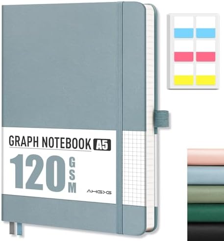 AHGXG Graph Paper Notebook, 120 GSM Paper, 160 Pages, A5 (5.7'' X 8.3'')