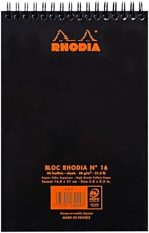 Rhodia Wirebound Pad 6X8.25 Black Grid