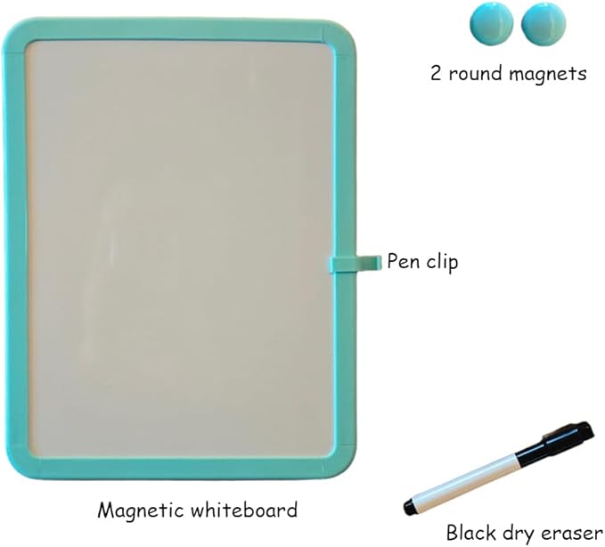 Magnetic Whiteboard, Erasable Notepad, Portable Drawing Board, Teaching Whiteboard, Magnetic Dry Erase Board for Lockers, 8.5“ x 11” with Marker and 2 Magnets(Cyan)