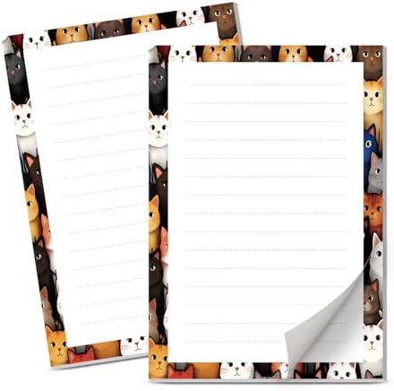 Lined Sticky Notes 4x6 in, 2 Pack Large Cute Notepads with Lines Self-Stick Note Pad, Funny Memo Pads Strong Adhesive for Office, Home Cute Colorful Cats