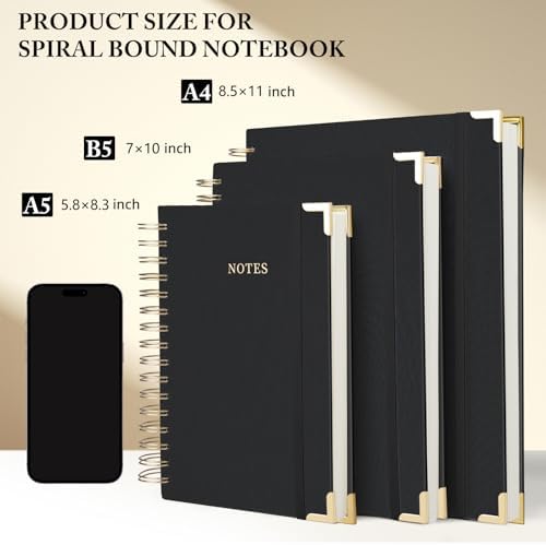 Spiral Notebook Journal, 328 Pages Linen Hardcover College Ruled Notebook, Lined Thick Journals for Women Men, A5 Thick Spiral Journal for Writing, 100GSM Paper, Cute Notebooks for Work School