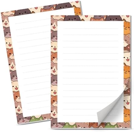 Lined Sticky Notes 4x6 in, 2 Pack Large Cute Notepads with Lines Self-Stick Note Pad, Funny Memo Pads Strong Adhesive for Office, Home Cute Funny Cats