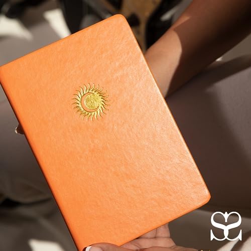 SETTINI Lined Journal, Ideal for Journaling - A5 Vegan Leather Notebook, 192 Archival-Quality Pages, QuillEase Bleed-Free Paper, Inner Pocket & Bookmark - Orange Gifts, Orange Sun