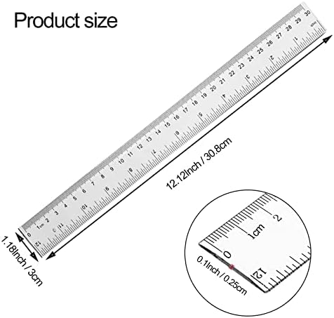 YouOKLight Clear 12 inch Plastic Metric Transparent Ruler - Pack of 3 for Kids, School, Office, Drafting