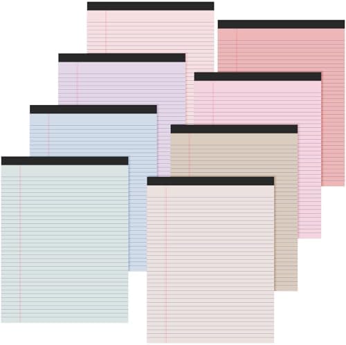 Fuutreo 8 Pcs Legal Pads 8.5 x 11 Colored Note Pads, Subtle Colors
