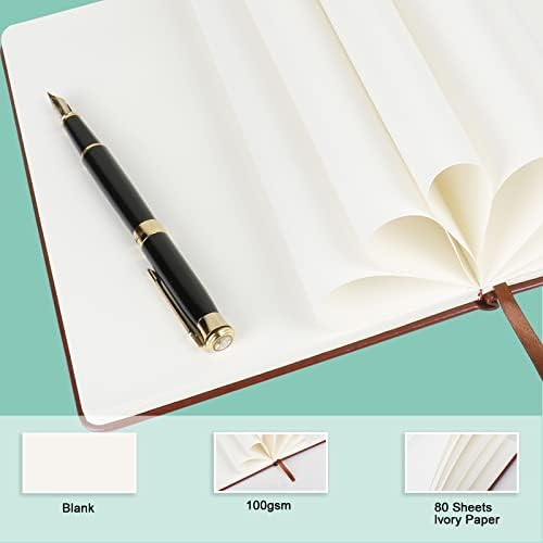 Blank Journal Notebook, (Brown), 160 Pages, Medium 8.3x5.7 inches - 100 gsm Thick Paper, Hardcover