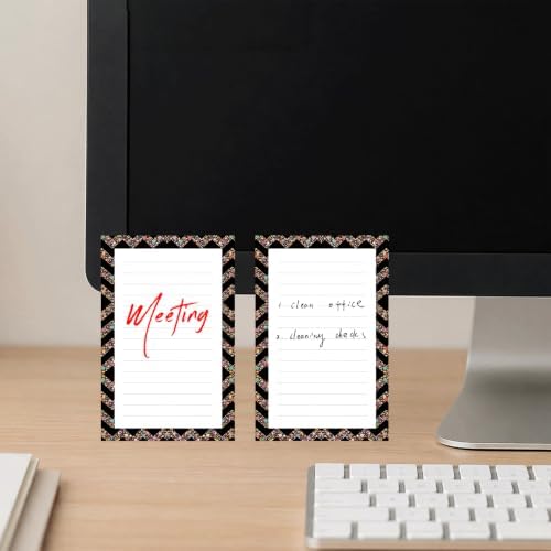 Lined Sticky Notes 4x6 in, 2 Pack Large Cute Notepads with Lines, Bright Post Memo Note Pads Big Rectangular Sticky Notes for Office Colorful Dots Chevron