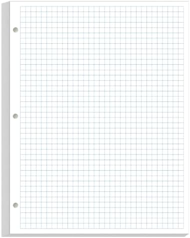 Graph Filler Paper - 3-Hole Punched 4 x 4 Graph Paper, 8-1/2" x 11", 100 Sheets/200 Pages Loose-Leaf Grid Paper for Office/Home/School