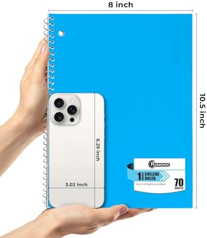 Rosmonde 100 Pack, 1 Subject Spiral Notebook College Ruled Bulk, 70 Sheets