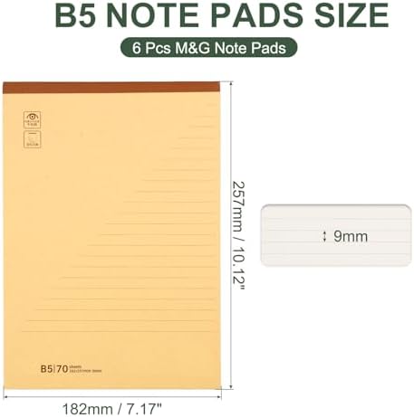 M&G 7x10 Note Pads, 6 Pack B5 Legal Pads 70 Sheets Notepads Writing Pad College Ruled Lined Memo Paper Tablet for Work Writing Note Taking