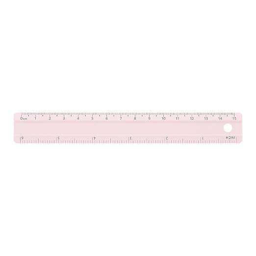 HARFINGTON Metal Straight Ruler 6 Inch(15cm) Metric Aluminum Alloy Measuring Rulers Scale Tool with Hole for Measure Study Reading Classroom Office, Light Pink