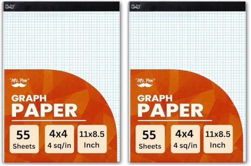 Mr. Pen- Graph Paper Pad, 8.5x11 Inches, 4x4 (4 Squares per Inch) (Pack of 2)