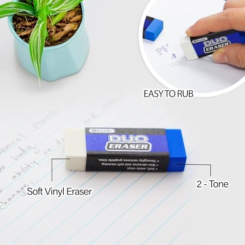 BAZIC Products Two-Tone Block Erasers, Latex-Free, PVC-Free, 24-Box
