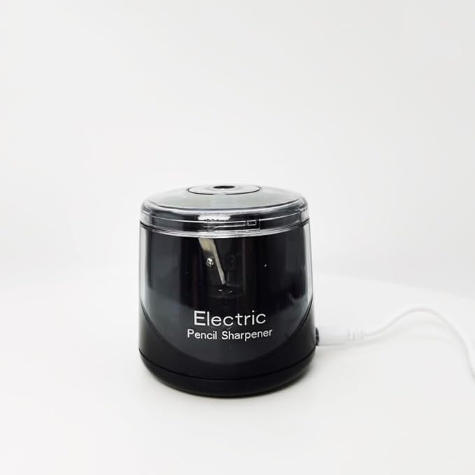 Battery Pencil Sharpener, Heavy-Duty Helical Blade to Fast Sharpen, Auto Stop for No.2/Colored Pencils(6-8mm), AC Adapter/Battery Operated in School Classroom/Office/Home (Black)