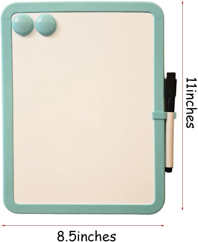 Magnetic Whiteboard, Erasable Notepad, Portable Drawing Board, Teaching Whiteboard, Magnetic Dry Erase Board for Lockers, 8.5“ x 11” with Marker and 2 Magnets(Cyan)
