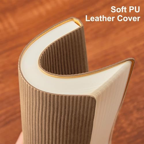 Lined Journal Notebook for Work College Ruled Note Book 5.79"x8.27" A5 PU Leather Daily Journaling 216 Pages for Women Men Writing Home School Supplies Business (Khaki)