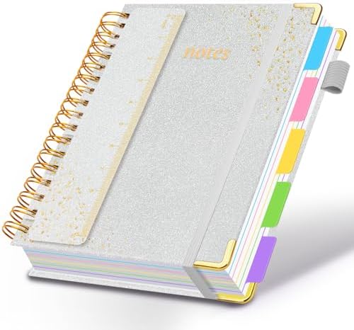 Hardcover Spiral Notebook with Tabs & Dividers, 8.5"x11" 5 Subject