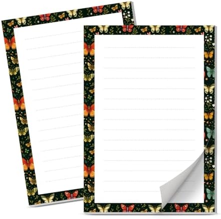 Lined Sticky Notes 4x6 in, 2 Pack Large Cute Notepads with Lines Self-Stick Note Pad, Funny Memo Pads Strong Adhesive for Office, Home Cute Boho Butterfly