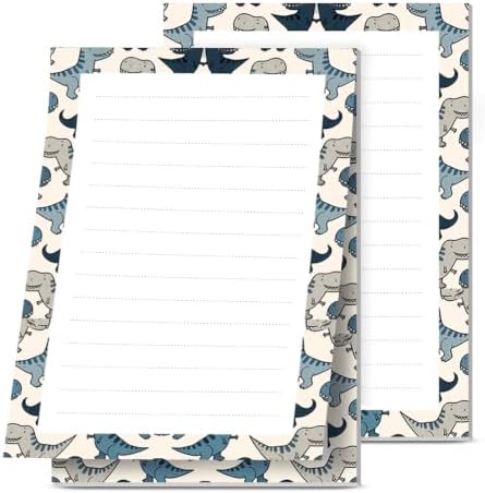 Lined Sticky Notes 4x6 in, 2 Pack Large Cute Notepads with Lines, Bright Post Memo Note Pads Big Rectangular Sticky Notes for Office Cute Funny Dinosaur