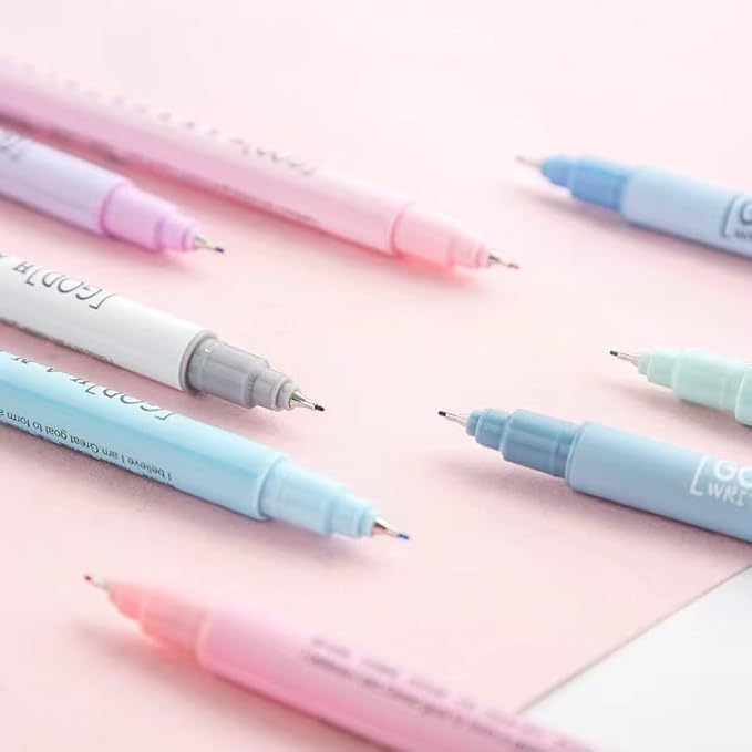 HANKU Bible Pens No Bleed Through, 8 Colors 0.38mm Fine Point Pen Set, Colored Fine Tip Pens for Journaling, Scrapbook, Planner, Coloring, Bible Study Back to School Office Supplies