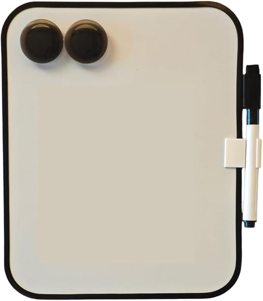Magnetic Dry Erase Board, 6" X 8" White Board for Kids, Students, Fridge, Locker, Small White Board with Erasable Markers and 2 Magnets（Black）
