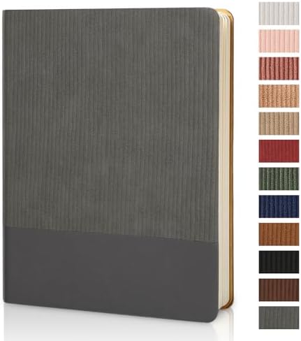 Lined Journal Notebook for Work College Ruled Note Book 7.2"x9.6" B5 PU Leather Daily Journaling 160 Pages for Women Men Writing Home School Supplies Business (Dark Gray)