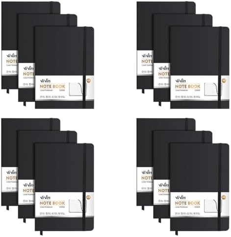 ViVin 12 Pack A5 Hardcover Lined Notebook,192 pg College Ruled 5.5x8.3