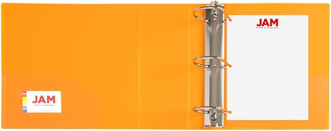 JAM PAPER Plastic 4 inch Binder - Orange 3 Ring Binder - Sold Individually