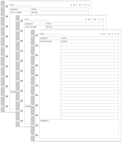 (3-Pack) Letter Size Cornell Notes Paper - 11 TUL Disc Cornell Notes Loose Leaf Paper, 150Sheets / 300Pages, 8.5'' x 11''