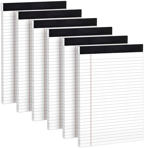 6 Pack Small Legal Pads 5x8 College Ruled White Note Pads 5x8 Writing Pads