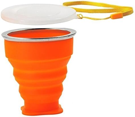 3-Pack Assorted TouchOf COLLAPSIBLE TRAVEL CUP, Genuine 7oz Drinking Mug with Lid, BPA Free Silicone, Water, Coffee, Tea Hot or Cold for Hiking, Camping, Picnic & Work Lightweight Easy to Store