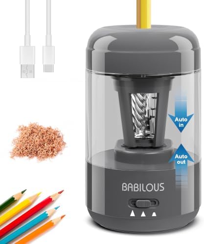 BABILOUS Electric Pencil Sharpener, Rechargeable Auto Feed & Auto Eject