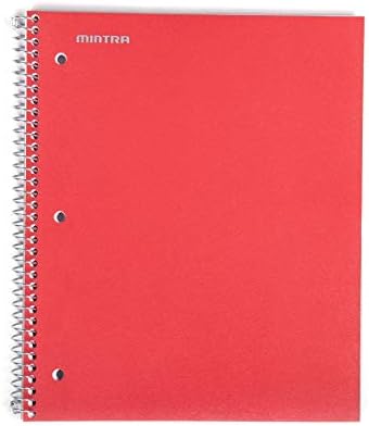 Mintra Office Durable Spiral Notebooks, 1 Subject, (Red, College Ruled 3 Pack), 100 Sheets, Poly Pocket, Moisture Resistant Cover, School, Office, Business, Professional