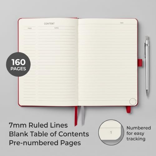 AHGXG Lined Journal Notebook, 160 Numbered Pages, A5 Size (5.7'' x 8.3'')