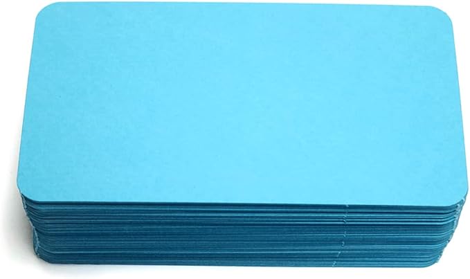 PPAPPAPPIYO 3.5x2 rounded corner index cards180gsm Thick Cardstock, Blank Colored Flash Cards for Study, Notes, Business Cards & Labels, Small Notecards 100 Pack (blue)