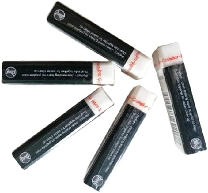 Faber-Castell Extra Soft Large White Pencil Eraser Set, Dust Free Excellent Clean Erasing for School Kids Art Drawing Office, 2.45x0.9x0.5 Inches (Pack of 5)