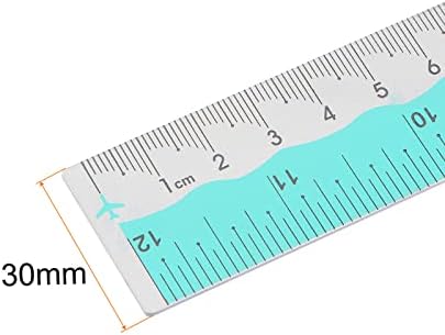HARFINGTON Straight Ruler 12 Inch Metric English System Aluminum Alloy Ruler with Small Hole Measuring Tool for Children Study Classroom Office, Electric Blue