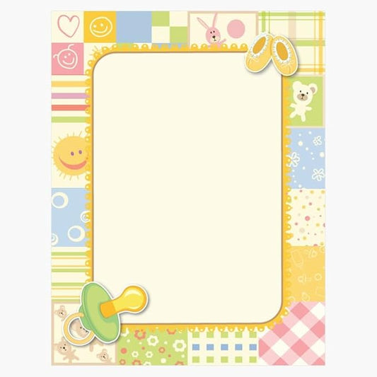Geographics Baby Shower Invitation Design Paper – Baby’s Quilt Theme, 8.5" x 11", 100 Sheets – Printable Invitation & Craft Paper for Inkjet & Laser Printers
