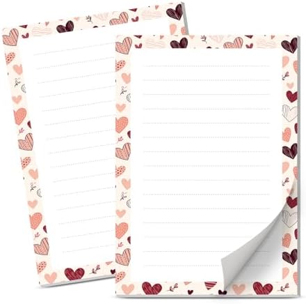 Lined Sticky Notes 4x6 in, 2 Pack Large Cute Notepads with Lines Self-Stick Note Pad, Funny Memo Pads Strong Adhesive for Office, Home Colorful Cute Hearts