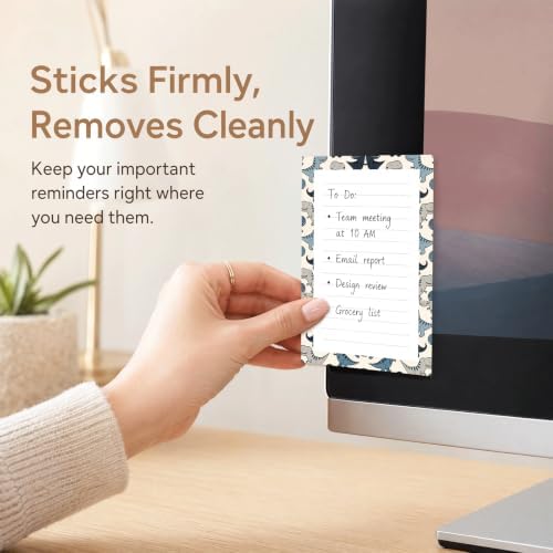 Lined Sticky Notes 4x6 in, 2 Pack Large Cute Notepads with Lines, Bright Post Memo Note Pads Big Rectangular Sticky Notes for Office Cute Funny Dinosaur