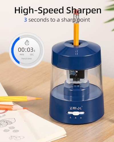 ZMOL Electric Pencil Sharpener Battery, 6-12mm Jumbo Pencils,Dark Blue