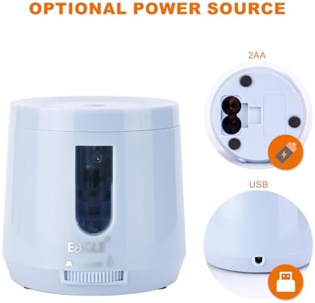 Eagle Pencil Sharpener-Battery/USB Operated, Electric Sharpener with High Capacity, Auto Stop Function, Adjustable Pencil Points-Perfect for Standard Pencils(Blue)