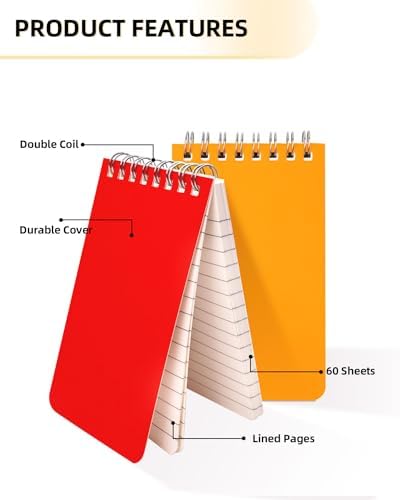 Dynta Mini Spiral Notebooks Bulk 3x5 Inch Memo Pads,Small Notepad Top Bound