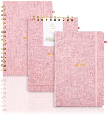 A5 Lined Journal Notebook, Fabric Hardcover, 3 Pack