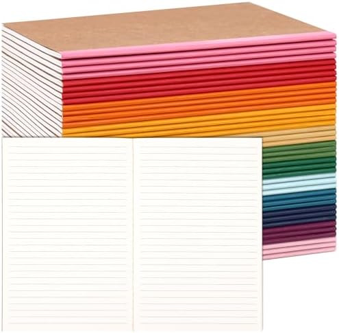 LABUK 40pcs Journals Bulk, A5 Kraft Lined Journaling Notebooks Bulk, Rainbow Composition Notebook, 12 Colors 60 Pages for Writing, School, Kids Gift