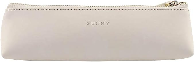 Doraking PU Leather Cosmetic Makeup Bag Pen Stationery Case | Small Pencil Pouch for Students Zipper Bag for Pens, Pencils, Markers (Apricot)
